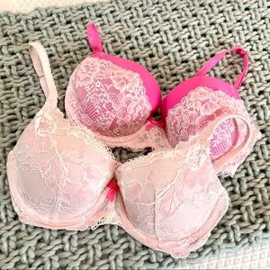 Victoria’s Secret Pink Lace Bras 2-Pack Size 32D
